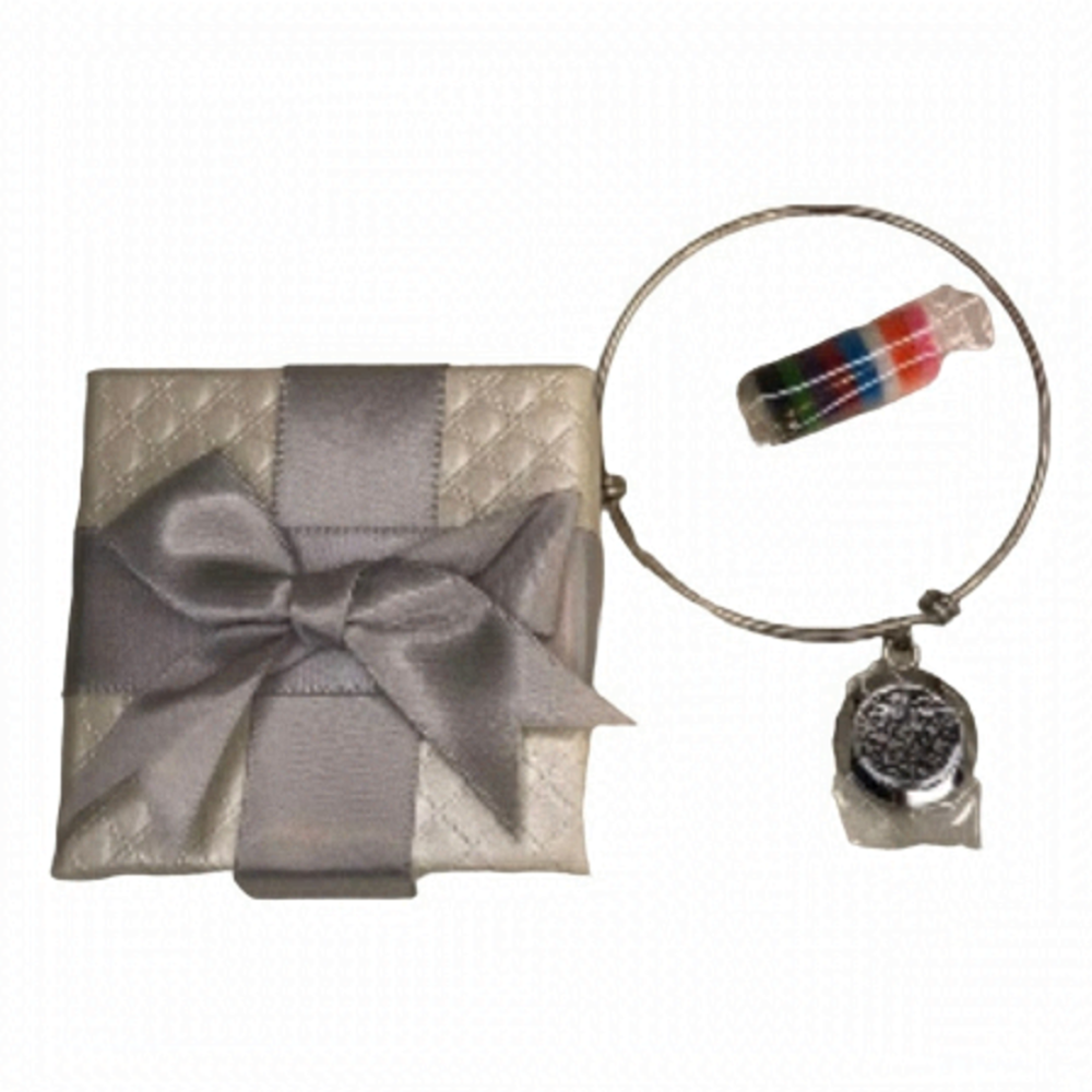 ESSENTIAL Oil Diffuser Bracelet Gift Box Colorful Rainbow Charm Silver Tone